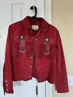 Scully Red Suede Leather Jacket Size M Western Cowgirl Fringe