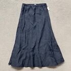 CP Shades Maxi Skirt Womens L Blue 100% Linen Made in USA Boho Lagenlook