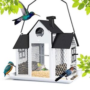 Suqefan Solar Bird Feeders House For Outside Hanging?9.9lb Large Metal Wild Bird