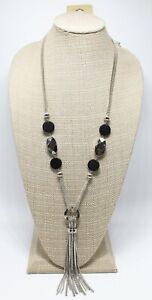 Erica Lyons Long Silver Tassel Pendant Necklace $32 Tags #N2352