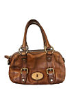 Fossil Vintage Maddox  Pebble Leather Satchel Large Handbag Purse Brown