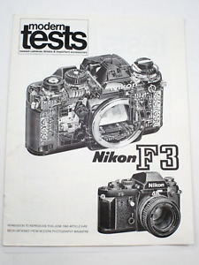 1980s Nikon F3 Modern Test Report, 12 Pages. Good Condition. Packed with F3 Info