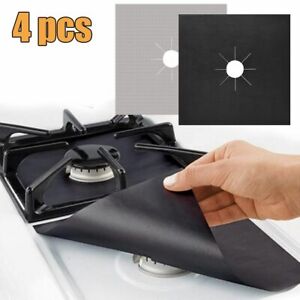 4Pcs Reusable Gas Stove Burner Cover Protector Liner Kitchen Cleaning Mat Pad