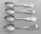 4 Antique COIN SILVER Teaspoons Monogrammed