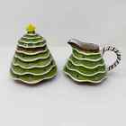 Christmas Treat by Laurie Gates Christmas Tree Sugar and Creamer Ceramic Set