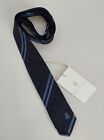NWT NEW Gucci navy blue green silk boys tie with GG ebony print M 269473