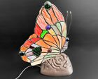 New ListingVintage Tiffany Style Art Nouveau Stained Glass Butterfly Lamp Bronze Roses Base
