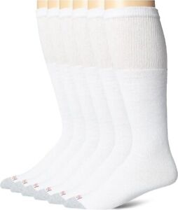 Hanes Men's Over the Calf Tube Socks White Double Tough Durability 3 or 6 Pair