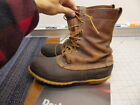 LL Bean Men's Duck Boots 10 narrow leather brown winter Fair Pre Own Script Logo