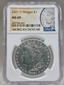 2021 D Morgan Silver Dollar NGC MS 69 with Certificate & Box
