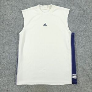 Vintage Adidas Tank Top Shirt Men's Small White Activewear Sleeveless Logo Adult