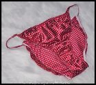 Vintage SHINY Hearts SATIN String Bikini PANTIES Red White Print ~xl/xxl