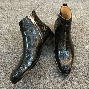 Men's Fashion Punk Pointed Toe Zip Ankle Boots Formal Faux Leather Dress Shoes