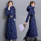 New Womens Trench Coat Belt Slim Cotton Hooded Warm Winter Thicken Maxi Jacket
