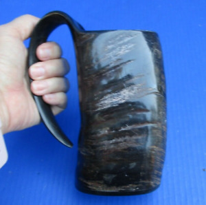 6 inch Semi Polished Water Buffalo Horn Beer Mug with Natural Ridges #47963