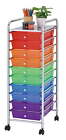 10- Rainbow Color Plastic Drawer Metal Craft Storage Rolling Cart W/ 2 Locking