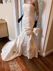 Mon Cheri Silk Wedding Dress Mermaid Fitted Ruched Bodice Ivory W Train Size 12