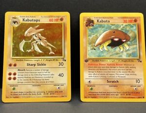 Pokémon 1999 Fossil Set - Kabutops Holo and Kabuto 1st Edition 9 and 50/62