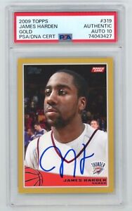 JAMES HARDEN 644/2009 Signed 2009 Topps GOLD ROOKIE Card #319 PSA AUTO 10