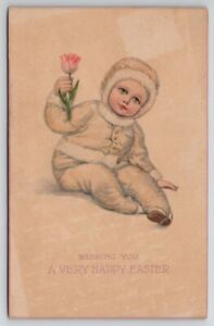 Easter Sweet Face Baby With A Rose To Bedford PA Postcard O25