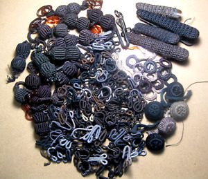 Vintage Lot Women's Coat Fasteners Thread Covered Snap,Hook & Eye,Rings,Buttons