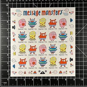 2021 USPS SHEET OF 20 FIRST CLASS FOREVER STAMPS MESSAGE MONSTERS w/STICKERS 68¢
