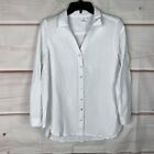 J. Jill Top Womens PM White Button Up Shirt Cotton Gauze Collar Long Sleeve