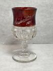 Midwinter Fair 1894 Commemorative Ruby Red & Clear Port Wine -Sherry Glass Facet