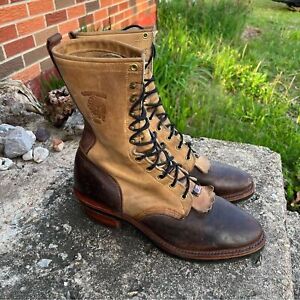 Chippewa 10 inch Bay Leather Arroyo Rugged West Boots Kiltie Packer Mens size 12