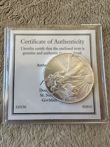 2014 American Silver Eagle 1 oz .999 SILVER UNC w/ COA