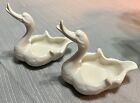 2 Vtg Hull Pottery Swan/Duck Trinket/Ring Dish Small Planter Matte White Glaze