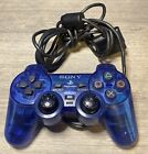 Sony PlayStation 2 PS2 Ocean Blue Clear Controller DualShock OEM SCPH-10010 READ