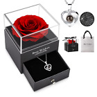 Mothers Day Gifts for Mom - Preserved Real Rose with Necklace, Eternal Rose Flow