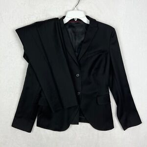 Luciano Barbera Womens 2 Piece Suit Size 42 Jacket Pants 29 x 28 Black 100% Wool