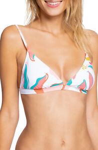 ROXY Bikini Swim Top Classic Triangle White Multi Juniors Size Small $45 - NWT