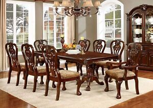 9 piece Dining Room Set - Traditional Cherry Brown Table Chairs Furniture ICC9