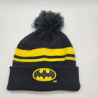 Batman Black Yellow Logo Pom Pom Cuffed Beanie Hat Youth