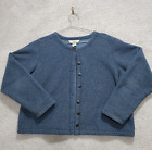 L.L.Bean Cardigan Sweater Women L Blue Long Sleeve ButtonUp Normcore Outdoor