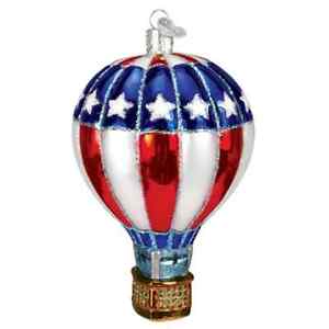Old World Christmas PATRIOTIC HOT AIR BALLOON (36335) Glass Ornament w/ OWC Bx