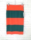 NWT LuLaRoe CASSIE Pencil Skirt Sz S Solid Green & Orange Stripped Stretchy -NWT