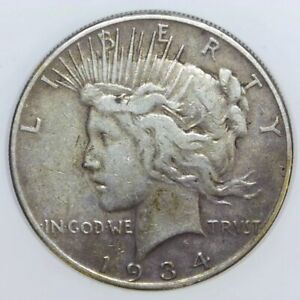 *Tougher Date* 1934-S Peace US Silver Dollar 90% San Francisco VF d383
