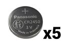 5 FIVE NEW BULK PANASONIC CR2450 CR 2450 3v Lithium Battery Batteries EXP 2032