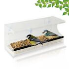 Window Bird Feeder W/ Suction Cups Clear Removable Slide Out Tray Bird Feeder
