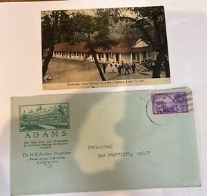 Adams Springs Cobb Middletown Lake County California Postcard Envelope