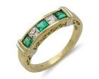 Women Ring Solid 10k Yellow Gold Emerald & Topaz Natural Mined Gemstone