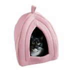 Pink Cat Pet Igloo Cave Enclosed Covered Tent House Removable Cushion Bed