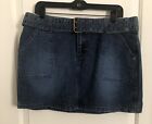 Mudd Mini Jean Skirt Size 13 Denim Belted Stretch Y2k 90s Grunge Pockets 00’s