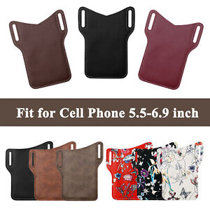 Men Cell Phone PU Leather Belt Pack Bag Loop Waist Holster Pouch Case Cover US