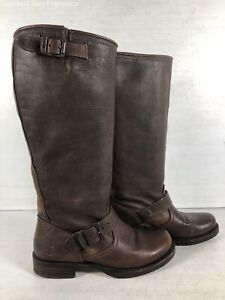 Frye Womens Brown Leather Round Toe Pull On Knee High Riding Boots Size 38