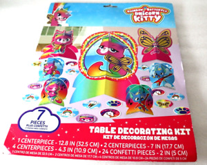 Rainbow Butterfly Unicorn Kitty Happy Birthday Table Decorating Kid 7 Pieces